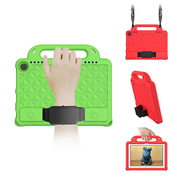 Amazon Kindle Fire HD8 2016/2018 Diamond Series EVA Anti-Fall Shockproof Sleeve Protective Shell Case with Holder & Strap(Green)