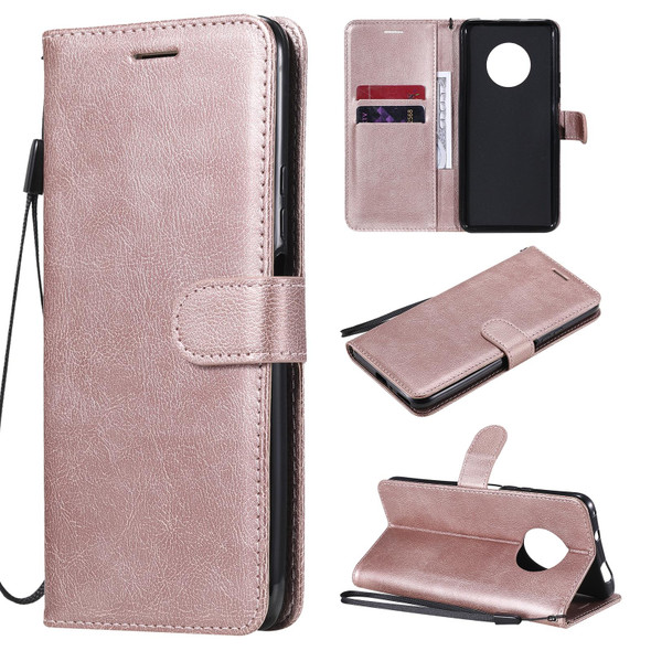 Huawei Enjoy 20 Plus 5G Solid Color Horizontal Flip Protective Leather Case with Holder & Card Slots & Wallet & Photo Frame & Lanyard(Rose Gold)