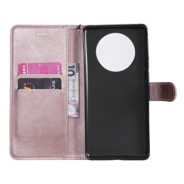 Huawei Mate 40 Pro Solid Color Horizontal Flip Protective Leather Case with Holder & Card Slots & Wallet & Photo Frame & Lanyard(Rose Gold)