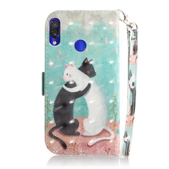 3D Coloured Drawing Horizontal Flip Leatherette Case with Holder & Card Slots & Wallet - Huawei P30(Black White Cat )