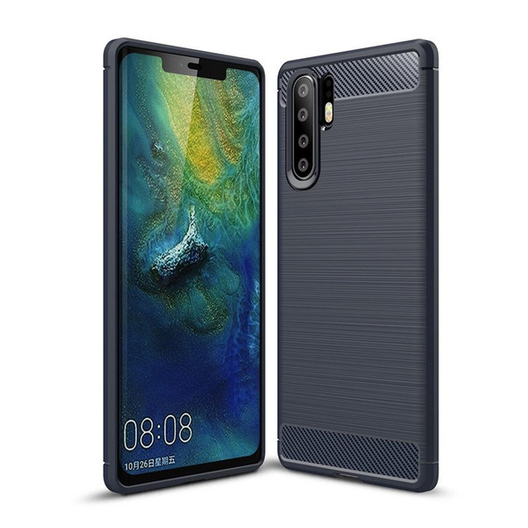 Brushed Texture Carbon Fiber Shockproof TPU Case for Huawei P30 Pro (Navy Blue)