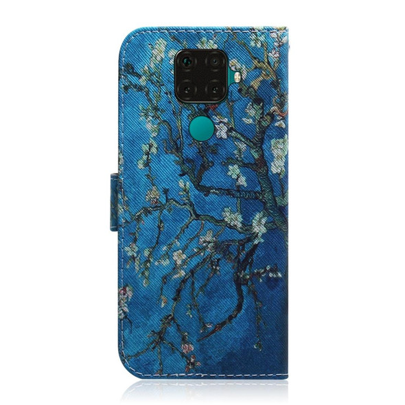 Huawei Nova 5i Pro/Mate 30 Lite Coloured Drawing Pattern Horizontal Flip PU Leather Case with Holder & Card Slots & Wallet(Apricot Flower)