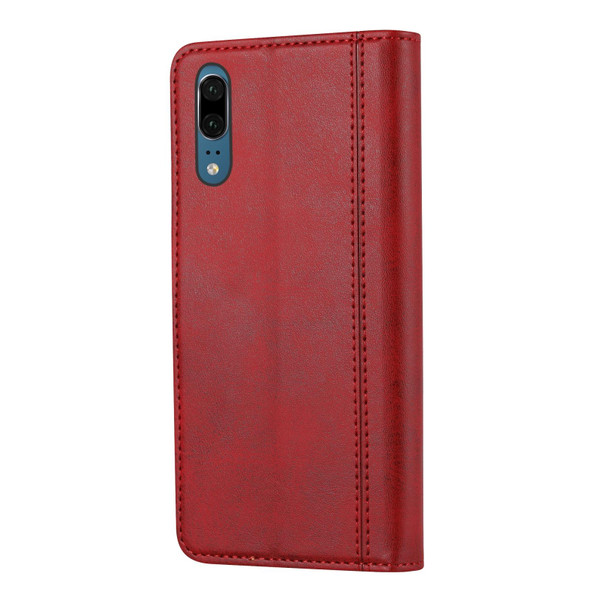 Huawei P20 Calf Texture Double Fold Clasp Horizontal Flip Leather Case with Photo Frame & Holder & Card Slots & Wallet(Red)