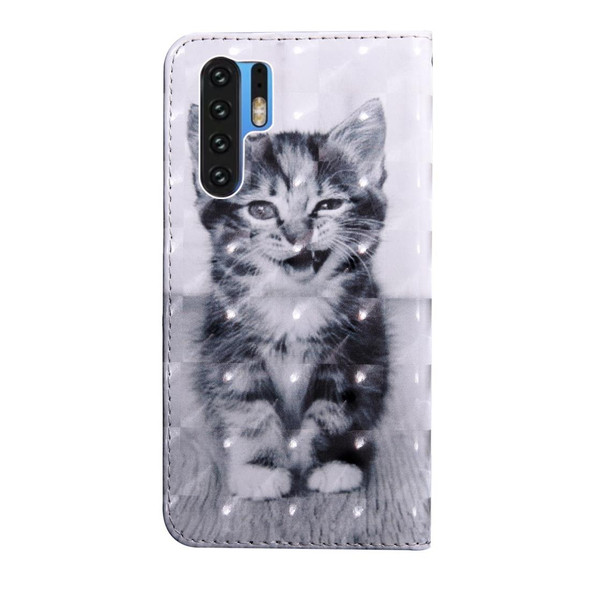 3D Painting Pattern Coloured Drawing Horizontal Flip TPU + PU Leatherette Case with Holder & Card Slots & Wallet - Huawei  P30 Pro(Smile Cat)