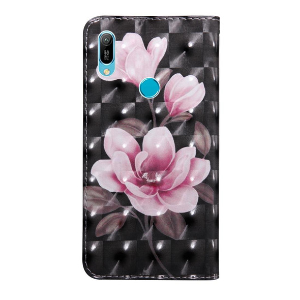 3D Painting Pattern Coloured Drawing Horizontal Flip TPU + PU Leatherette Case with Holder & Card Slots & Wallet - Huawei Y6 2019 / Y6 Pro 2019 /  Honor Play 8A(Pink Flower)