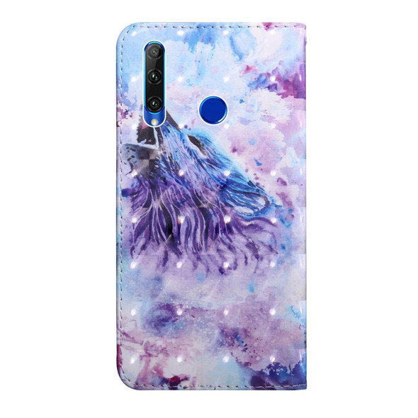 3D Painting Pattern Coloured Drawing Horizontal Flip TPU + PU Leatherette Case with Holder & Card Slots & Wallet - Huawei Enjoy  9S(Roaring Wolf)