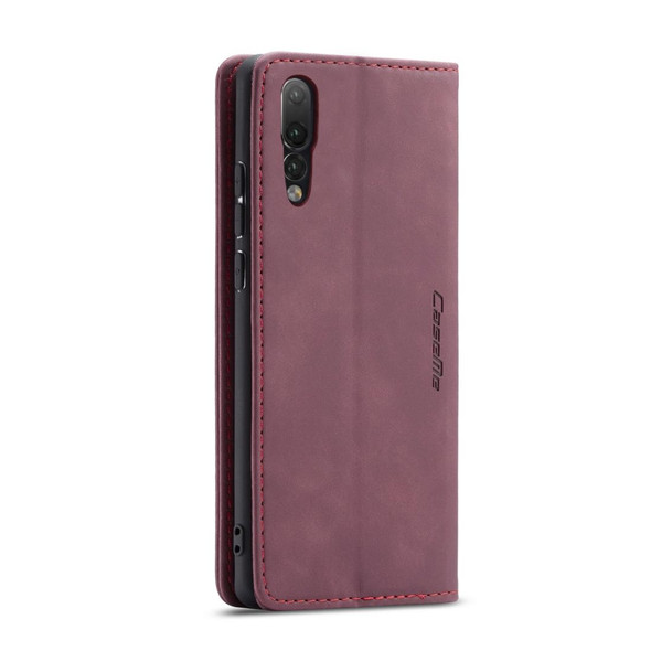 CaseMe-013 Multifunctional Horizontal Flip Leatherette Case with Card Slot & Holder for Huawei P20(Wine Red)