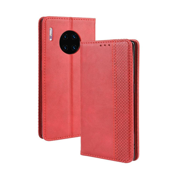 Magnetic Buckle Retro Crazy Horse Texture Horizontal Flip Leather Case for Huawei Mate 30 Pro , with Holder & Card Slots & Photo Frame(Red)