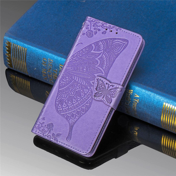 Butterfly Love Flowers Embossing Horizontal Flip Leatherette Case for Huawei Y9 Prime (2019), with Holder & Card Slots & Wallet & Lanyard(Light purple)