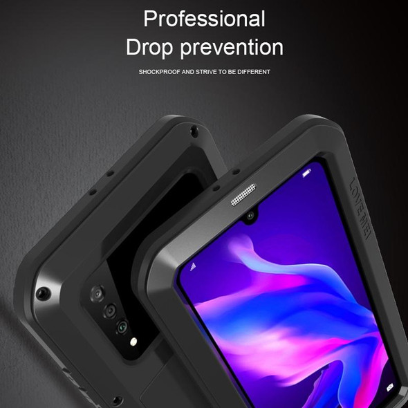 LOVE MEI Powerful Dustproof Shockproof Splashproof Metal + Silicone Combination Case for Huawei P30 Lite (Black)