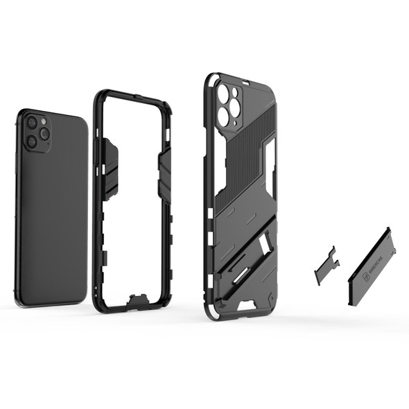 Punk Armor 2 in 1 PC + TPU Shockproof Case with Invisible Holder - iPhone 11 Pro Max(White)