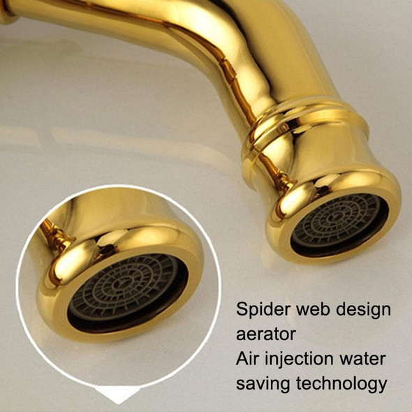 All Bronze Bathroom Basin Hot And Cold Water Faucet, Style: Gold Short Model