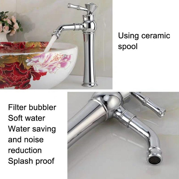 All Bronze Bathroom Basin Hot And Cold Water Faucet, Style: Gold Short Model+Water Inlet Pipe