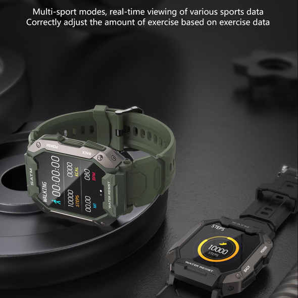 C20 1.71 inch TFT HD Screen Smart Watch, Support Heart Rate Monitoring/Blood Oxygen Monitoring(Green Camouflage)