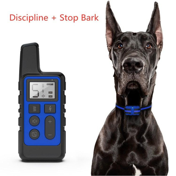 500m Dog Training Bark Stopper Remote Control Electric Shock Waterproof Electronic Collar(Blue)