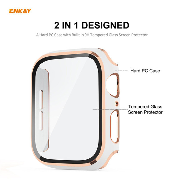 ENKAY Hat-Prince Full Coverage Electroplated PC Case + Tempered Glass Protector for Apple Watch Series 6 / 5 / 4 / SE 40mm(Black+Silver)