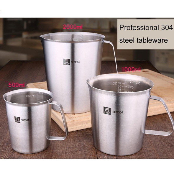 SSGP Kitchen Cooking Tool Stainless Steel Graduated Measuring Cups, Size: 13*12.5cm, 1000ml