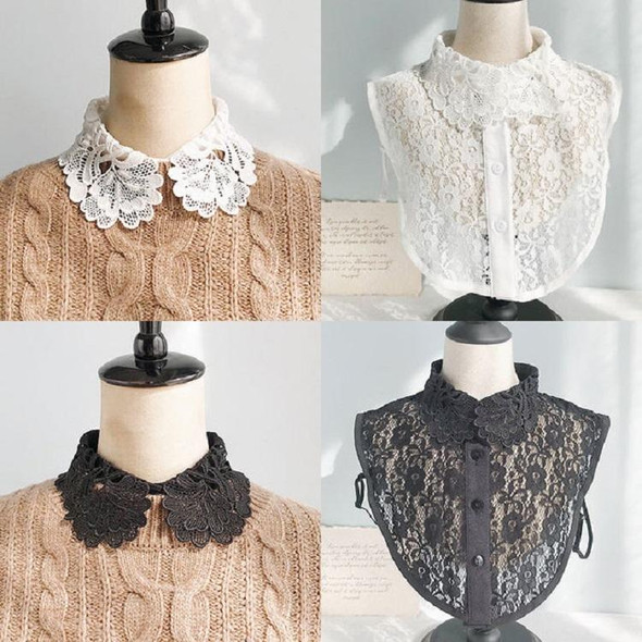 White Women Autumn and Winter Lace Wild Fake Collar Shirt Decoration Collar, Style:B