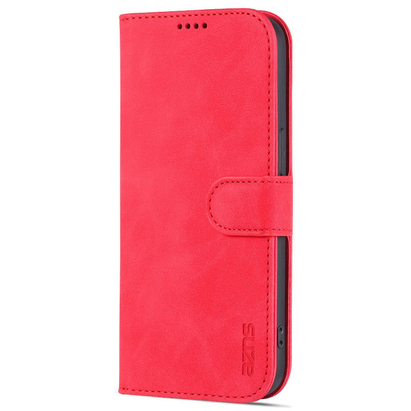 AZNS Skin Feel Calf Texture Horizontal Flip Leatherette Case - iPhone 14 Pro Max(Red)