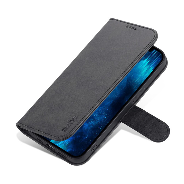 AZNS Skin Feel Calf Texture Horizontal Flip Leatherette Case - iPhone 14 Pro Max(Black)