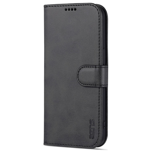 AZNS Skin Feel Calf Texture Horizontal Flip Leatherette Case - iPhone 14 Pro Max(Black)