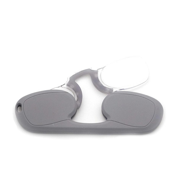Clip-nose Reading Glasses Portable Reading Mirror No Mirror Leg Glasses, Degree: +100(Grey)
