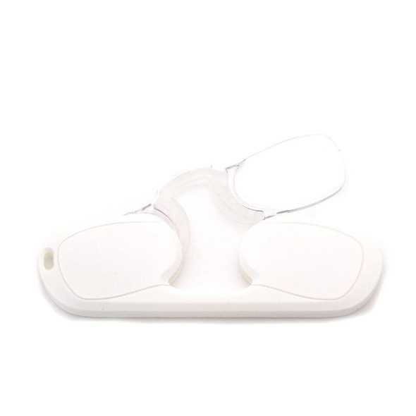 Clip-nose Reading Glasses Portable Reading Mirror No Mirror Leg Glasses, Degree: +100(White)