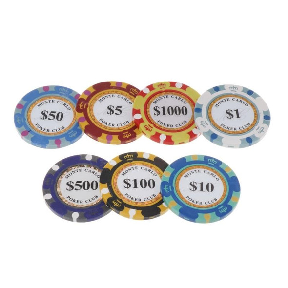 100 PCS Texas Hold'em Clay Chips Professional Casino Coin(Par Value and Color Random Delivery)