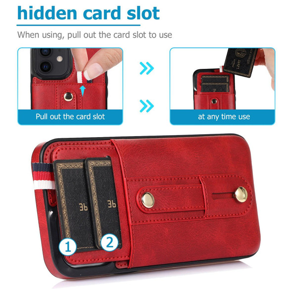 Wristband Kickstand Wallet Leather Phone Case - iPhone 13 mini(Red)