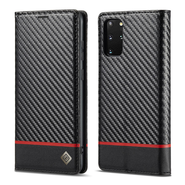 LC.IMEEKE Carbon Fiber PU + TPU Horizontal Flip Leather Case with Holder & Card Slot & Wallet - Samsung Galaxy S20 FE(Horizontal Black)