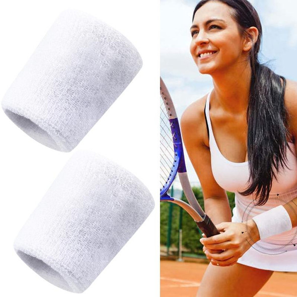 2PCS Basketball Badminton Tennis Running Fitness Towel Sweat-absorbing Sports Wrist(White)