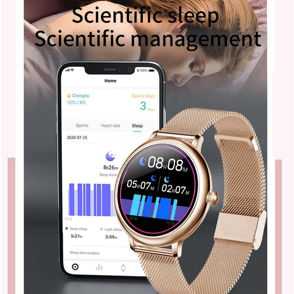 CF80 1.08 inch IPS Color Touch Screen Smart Watch, IP67 Waterproof, Support GPS / Heart Rate Monitor / Sleep Monitor / Blood Pressure Monitoring(Rose Gold)