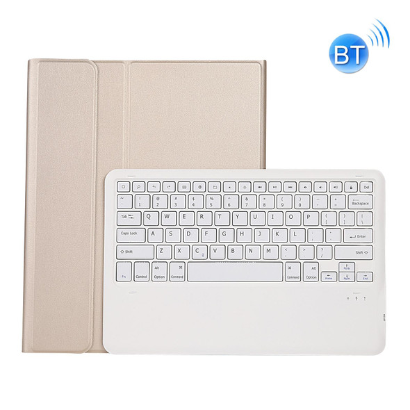 A12B Bluetooth 3.0 Ultra-thin Detachable Bluetooth Keyboard Leatherette Tablet Case for iPad Pro 12.9 inch 2018, with Pen Slot & Holder(Gold)