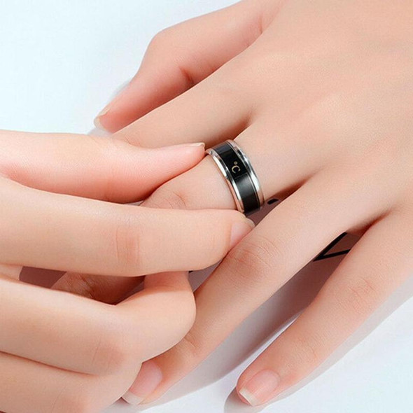 6 PCS Smart Temperature Ring Stainless Steel Personalized Temperature Display Couple Ring, Size: 7(Blue)