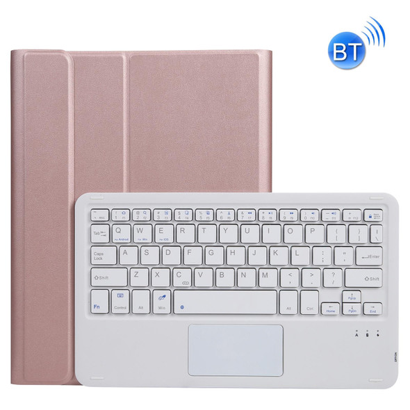 A11-A 2 in 1 Removable Bluetooth Keyboard + Protective Leatherette Tablet Case with Touchpad & Holder for iPad Pro 11 2021 / 2020 / 2018, iPad Air 2020(Rose Gold)