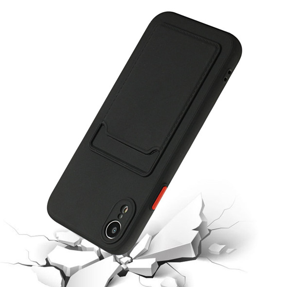 Card Slot Design Shockproof TPU Protective Case - iPhone XR(Black)