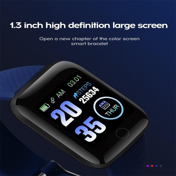 116plus 1.3 inch Color Screen Smart Bracelet IP67 Waterproof, Support Call Reminder/ Heart Rate Monitoring /Blood Pressure Monitoring/ Sleep Monitoring/Excessive Sitting Reminder/Blood Oxygen Monitoring(Purple)