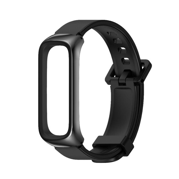 Samsung Galaxy Fit 2 MIJOBS Metal Case Silicone Watch Band(Black)