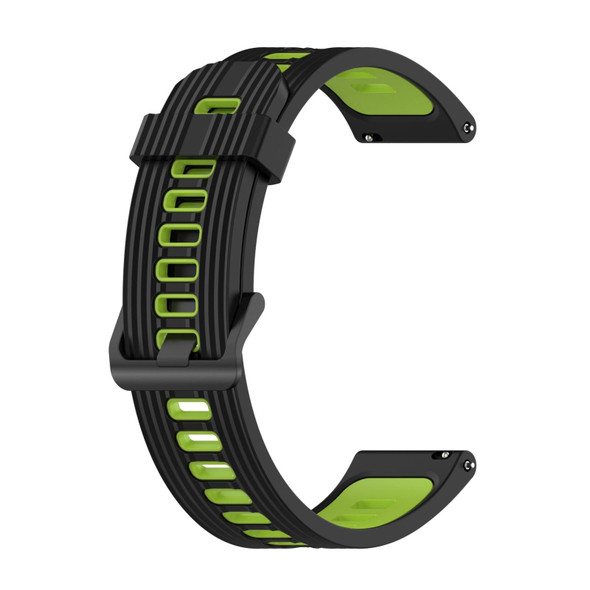 Samsung Gear S2 Classic 20mm Vertical Pattern Two-Color Silicone Watch Band(Black+Green)