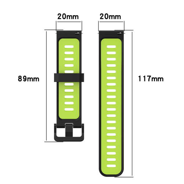 Samsung Galaxy watch 42mm 20mm Vertical Pattern Two-Color Silicone Watch Band(Olive Green + Black)