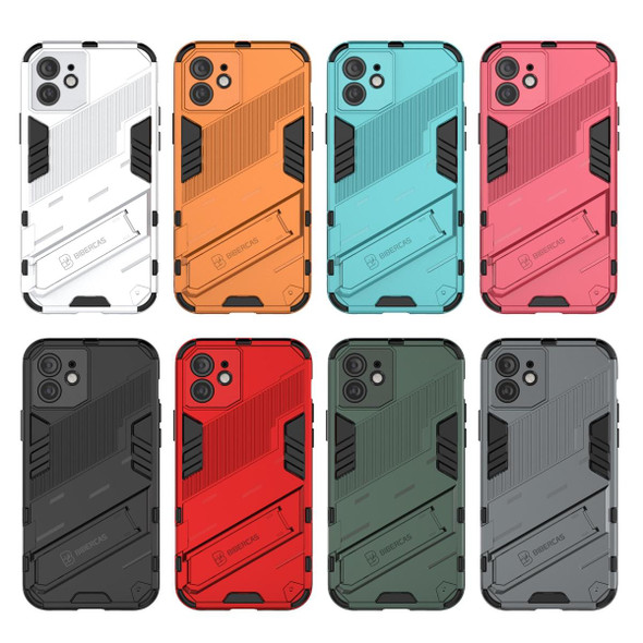 Punk Armor 2 in 1 PC + TPU Shockproof Case with Invisible Holder - iPhone 12(Light Red)