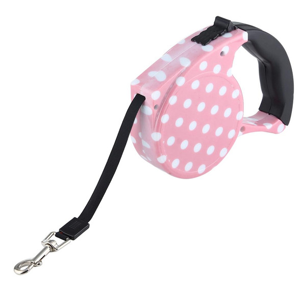5m Pink Dot Pattern Flexible Retractable Dog / Cat Leash for Daily Walking