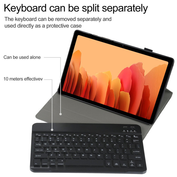 A500S Detachable Bluetooth Backlight Keyboard Ultrathin Horizontal Flip Leatherette Tablet Case with Holder for Samsung Galaxy Tab A7 10.4 (2020) T500 / T505(Black)