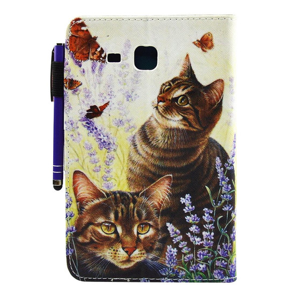 Galaxy Tab A 7.0 (2016) / T280 Cats and Butterflies Pattern Horizontal Flip Leather Case with Holder & Wallet & Card Slots & Sleep / Wake-up Function & Pen Slot