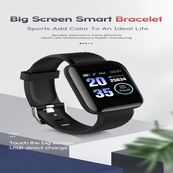116plus 1.3 inch Color Screen Smart Bracelet IP67 Waterproof, Support Call Reminder/ Heart Rate Monitoring /Blood Pressure Monitoring/ Sleep Monitoring/Excessive Sitting Reminder/Blood Oxygen Monitor