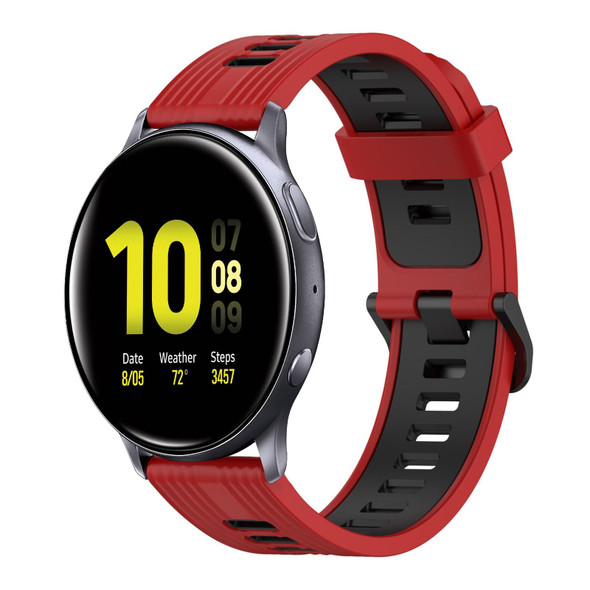 Samsung Galaxy Watch Active 2 40mm 20mm Vertical Pattern Two-Color Silicone Watch Band(Red+Black)