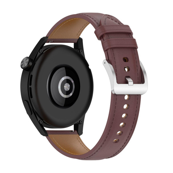 22mm Genuine Leatherette Watch Band for Huawei Watch GT3 46mm/GT2 46mm/Samsung Galaxy Watch3 45mm(Dark Brown)