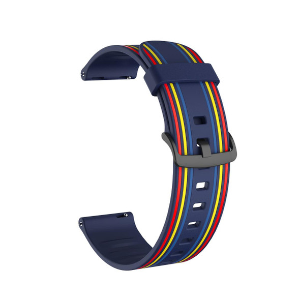 22mm Stripe Silicone Watch Band(Dark Blue)