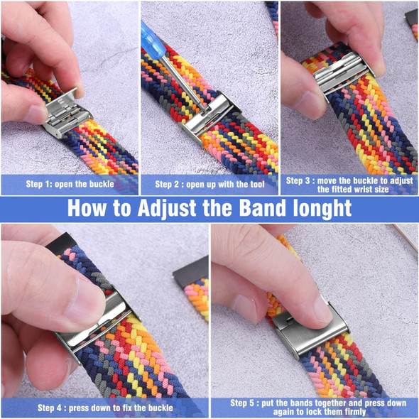 22mm Universal Metal Buckle Nylon Braided Watch Band(Purple Gold)