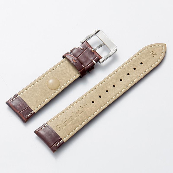 18mm Calf Leatherette Watch Band(Brown White Lines)
